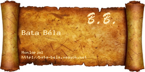 Bata Béla névjegykártya
